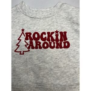 Child’s 1T Rockin Around Christmas Shirt Heather Gray with Red Lettering Size M
